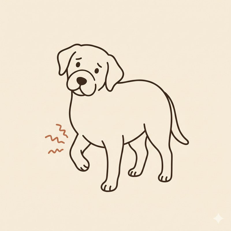 A dog limping or favoring a leg
