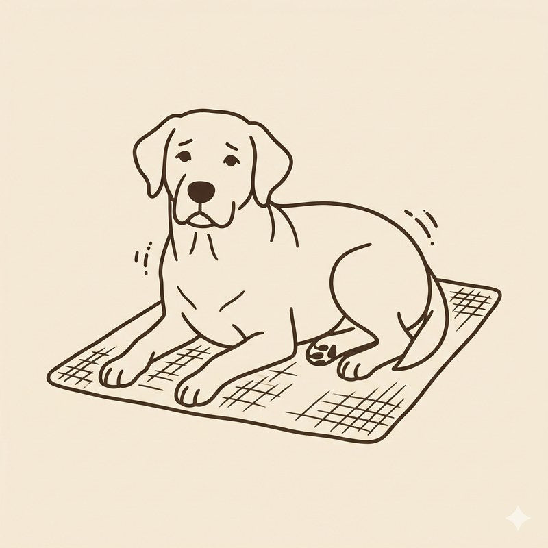 A dog slow to get up from lying down