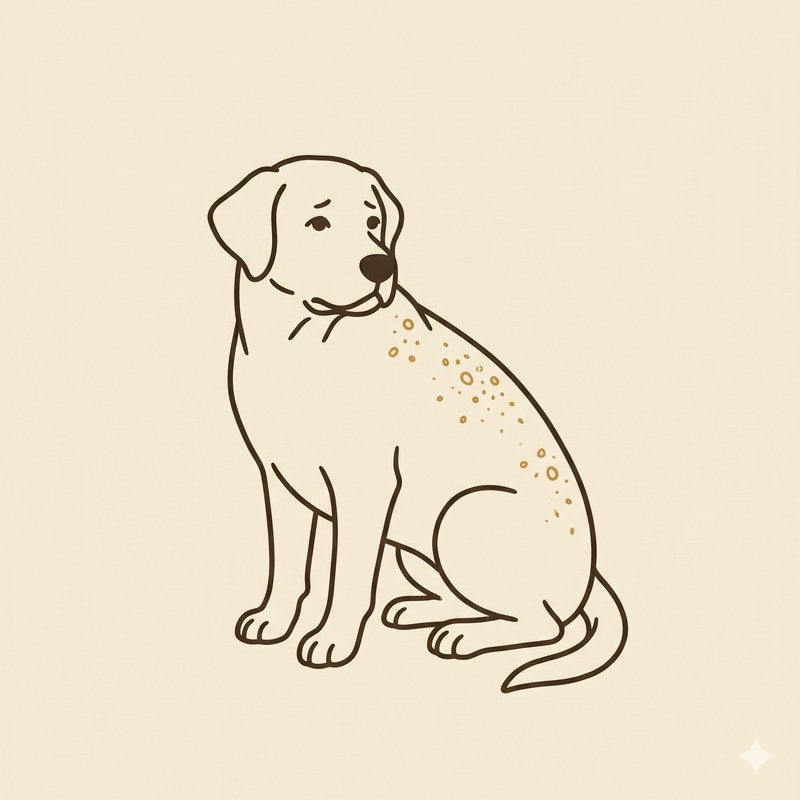 A dog with dry, flaky skin